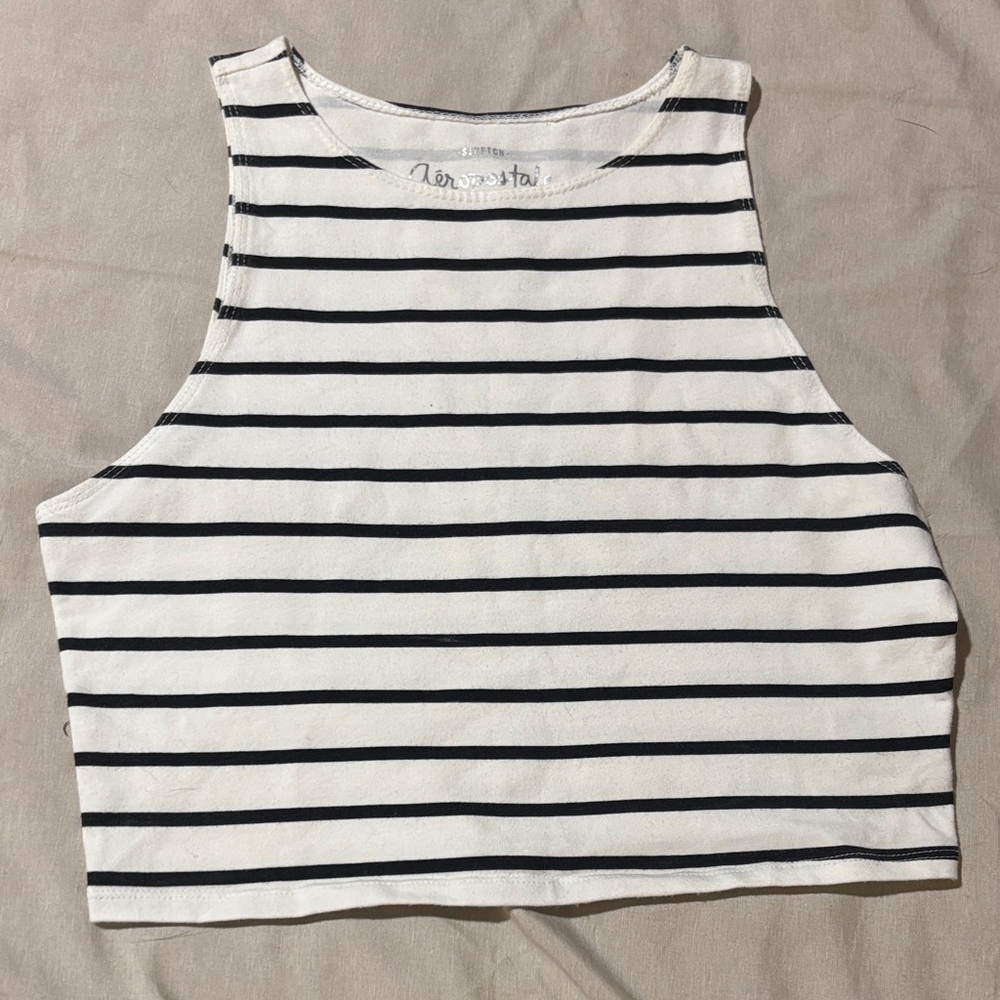 Aeropostale Black and White Striped Crop Top
